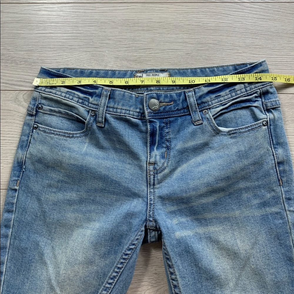Free People Mid Rise Distressed Raw Hem Skinny Leg Jeans - Picture 10 of 12